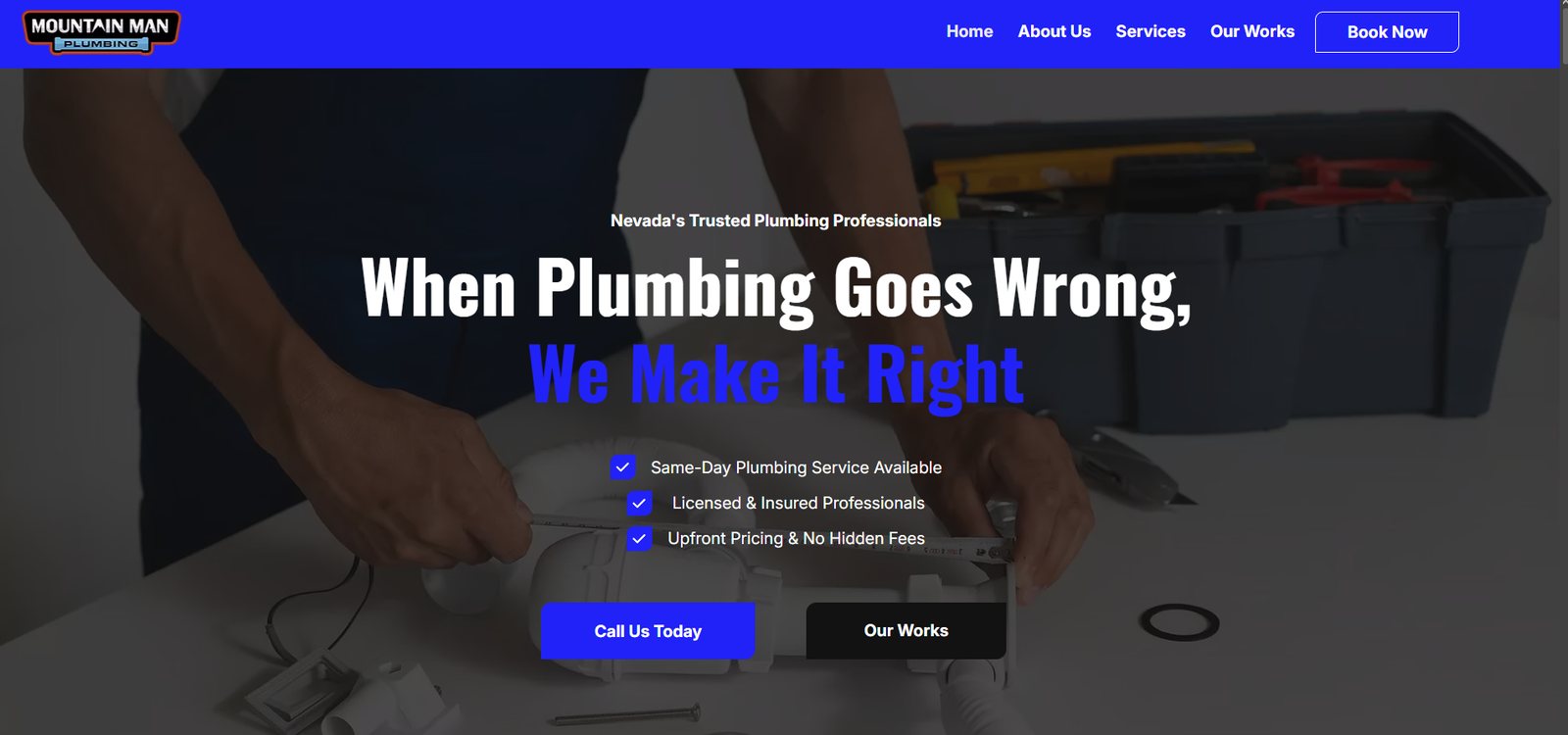 The same plumbing business rebuilt by LeadFlow — Mountain Man Plumbing website