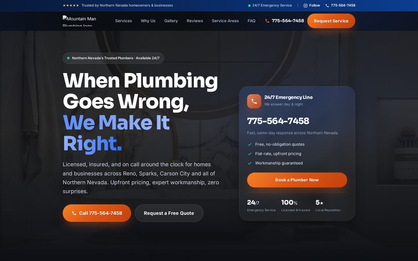 Mountain Man Plumbing website