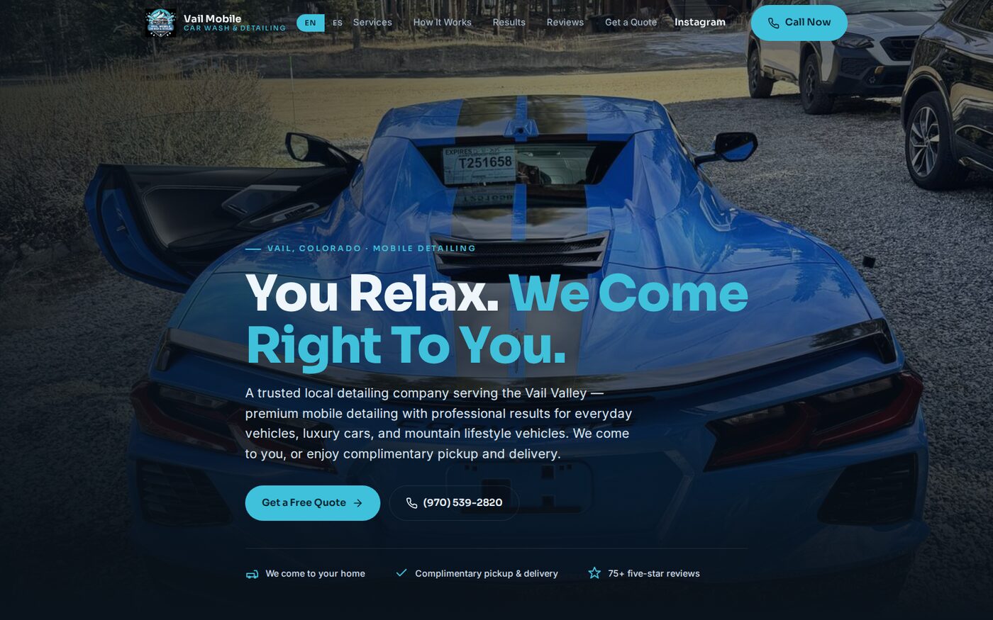 Vail Mobile Car Wash website